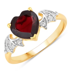 2.31 Carat Genuine Garnet and White Topaz .925 Sterling Silver Ring