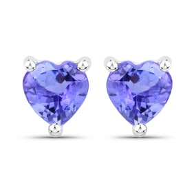 0.90 Carat Genuine Tanzanite , .925   Sterling Silver Earrings
