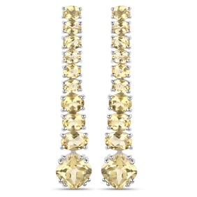 18K White Gold Plated 7.22 Carat Genuine Citrine , .925   Sterling Silver Earrings
