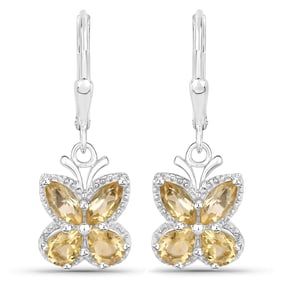 2.16 Carat Genuine Citrine , .925   Sterling Silver Earrings