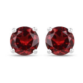 1.90 Carat Genuine Garnet , .925   Sterling Silver Earrings