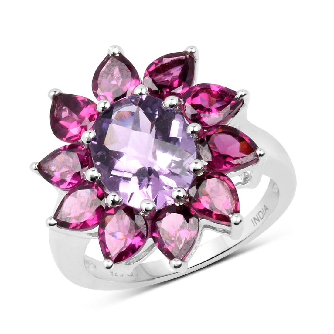 5.65 Carat Genuine Amethyst and Rhodolite , .925   Sterling Silver Ring (1 of 4)
