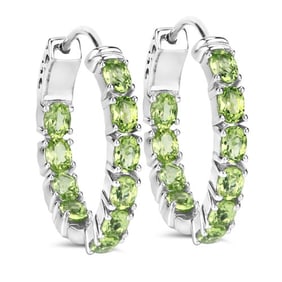 3.40 Carat Genuine Peridot , .925   Sterling Silver Earrings