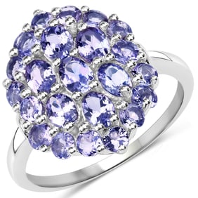 2.31 Carat Genuine Tanzanite , .925   Sterling Silver Ring