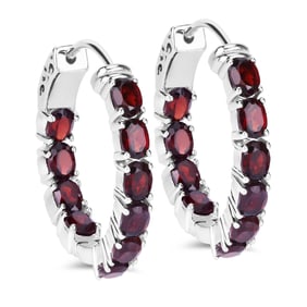 4.00 Carat Genuine Garnet , .925   Sterling Silver Earrings