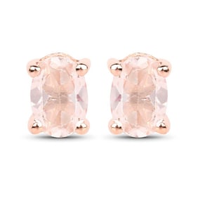18K Rose Gold Plated 0.80 Carat Genuine Morganite , .925   Sterling Silver Earrings