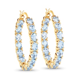 5.70 Carat Genuine Blue Topaz , .925   Sterling Silver Earrings