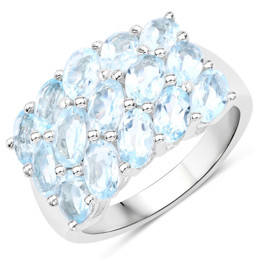 3.75 Carat Genuine Blue Topaz , .925   Sterling Silver Ring (1 of 1)