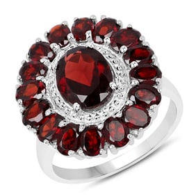 5.20 Carat Genuine Garnet , .925   Sterling Silver Ring