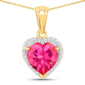 4.74 Carat Genuine Pink Topaz and White Topaz , .925   Sterling Silver Pendant