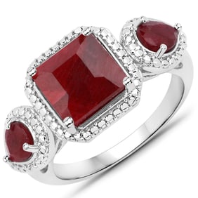 3.65 Carat    Ruby , .925   Sterling Silver Ring