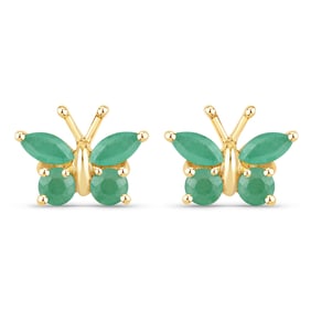 0.50 Carat Genuine Emerald , .925   Sterling Silver Earrings