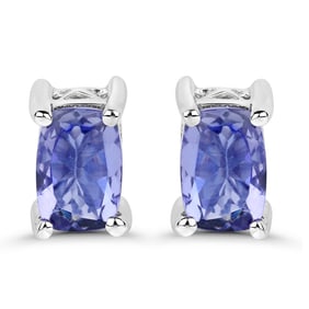 1.06 Carat Genuine Tanzanite , .925   Sterling Silver Earrings