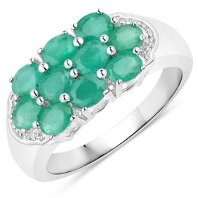 1.40 Carat Genuine Emerald , .925   Sterling Silver Ring