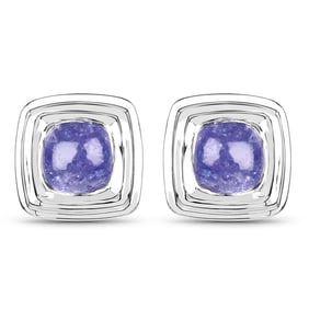 4.74 Carat Genuine Tanzanite , .925   Sterling Silver Earrings