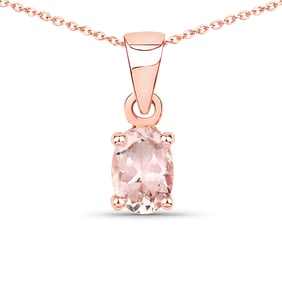 0.70 Carat Genuine Morganite , .925   Sterling Silver Pendant