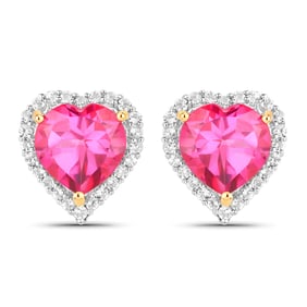 5.04 Carat Genuine Pink Topaz and White Topaz , .925   Sterling Silver Earrings