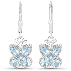 2.60 Carat Genuine Blue Topaz , .925   Sterling Silver Earrings