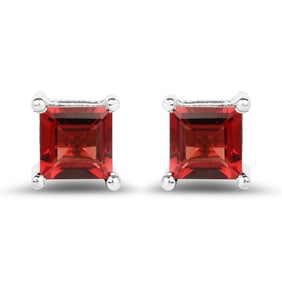 2.64 Carat Genuine Garnet , .925   Sterling Silver Earrings