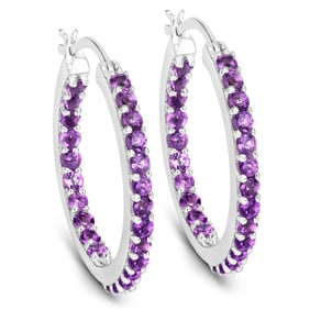 1.44 Carat Genuine Amethyst , .925   Sterling Silver Earrings