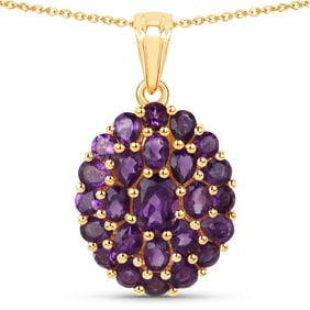 4.04 Carat Genuine Amethyst , .925   Sterling Silver Pendant
