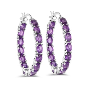 4.80 Carat Genuine Amethyst , .925   Sterling Silver Earrings