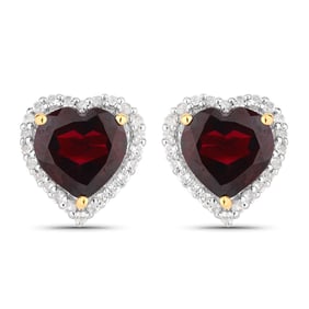 5.48 Carat Genuine Garnet and White Topaz , .925   Sterling Silver Earrings