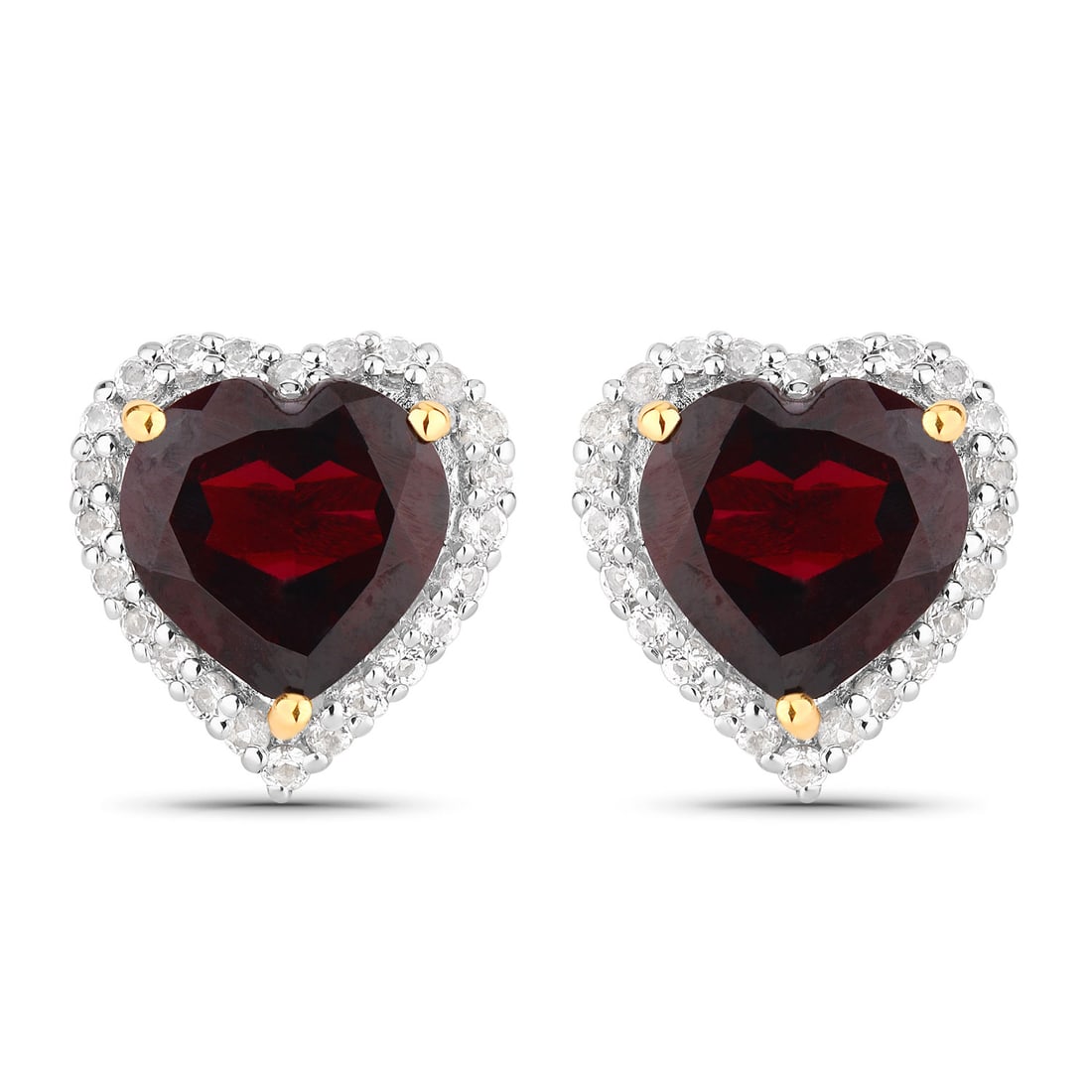 5.48 Carat Genuine Garnet and White Topaz , .925   Sterling Silver Earrings (1 of 1)