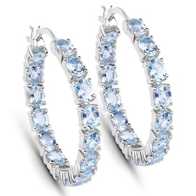 5.70 Carat Genuine Blue Topaz , .925   Sterling Silver Earrings