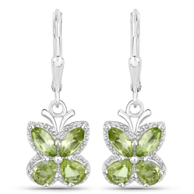 2.28 Carat Genuine Peridot , .925   Sterling Silver Earrings