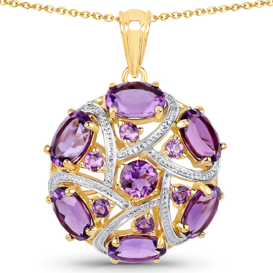 7.69 Carat Genuine Amethyst , .925   Sterling Silver Pendant (1 of 1)