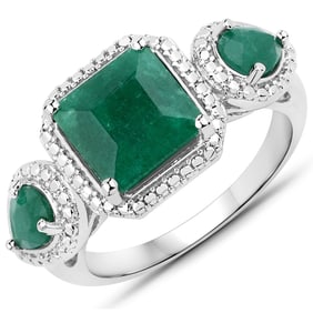 2.74 Carat    Emerald , .925   Sterling Silver Ring