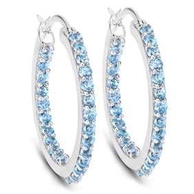 1.73 Carat Genuine Swiss Blue Topaz , .925   Sterling Silver Earrings