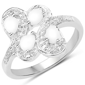 0.60 Carat Genuine Opal , .925   Sterling Silver Ring