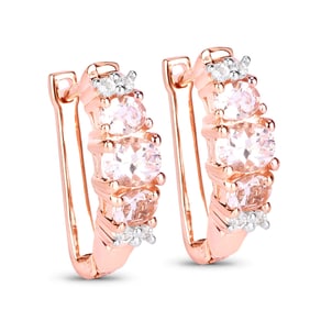 1.32 Carat Genuine Morganite and White Topaz , .925   Sterling Silver Earrings