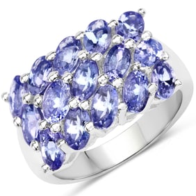 3.75 Carat Genuine Tanzanite , .925   Sterling Silver Ring