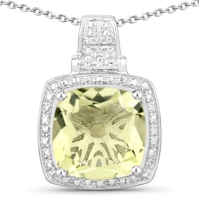 5.70 Carat Genuine Lemon Quartz , .925   Sterling Silver Pendant