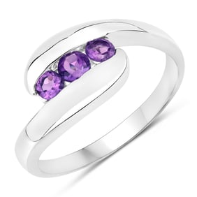 0.54 Carat Genuine Amethyst , .925   Sterling Silver Ring
