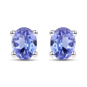 0.40 Carat Genuine Tanzanite , .925   Sterling Silver Earrings