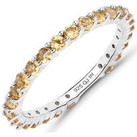 0.81 Carat Genuine Citrine , .925   Sterling Silver Ring
