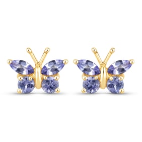 0.60 Carat Genuine Tanzanite , .925   Sterling Silver Earrings