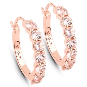 14K Rose Gold Plated 1.68 Carat Genuine Morganite , .925   Sterling Silver Earrings