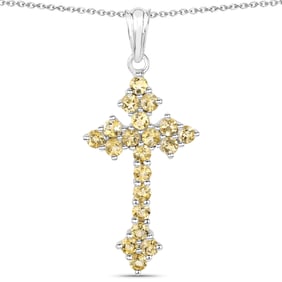 2.00 Carat Genuine Citrine , .925   Sterling Silver Pendant