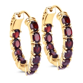 4.00 Carat Genuine Garnet , .925   Sterling Silver Earrings