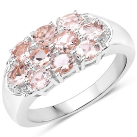 1.50 Carat Genuine Morganite , .925   Sterling Silver Ring