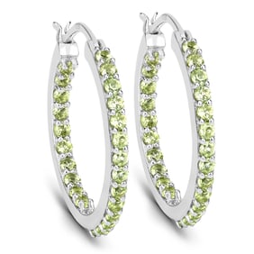 1.68 Carat Genuine Peridot , .925   Sterling Silver Earrings