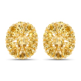 18K Yellow Gold Plated 4.06 Carat Genuine Citrine , .925   Sterling Silver Earrings