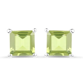 2.30 Carat Genuine Peridot , .925   Sterling Silver Earrings