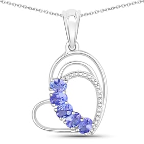 0.85 Carat Genuine Tanzanite , .925   Sterling Silver Pendant