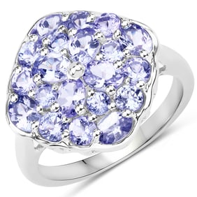 2.44 Carat Genuine Tanzanite , .925   Sterling Silver Ring
